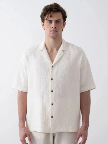 پیراهن آستین کوتاه لینن وارداتی مردانه