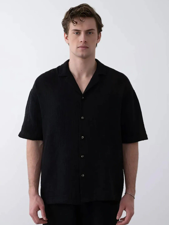 پیراهن آستین کوتاه لینن وارداتی مردانه