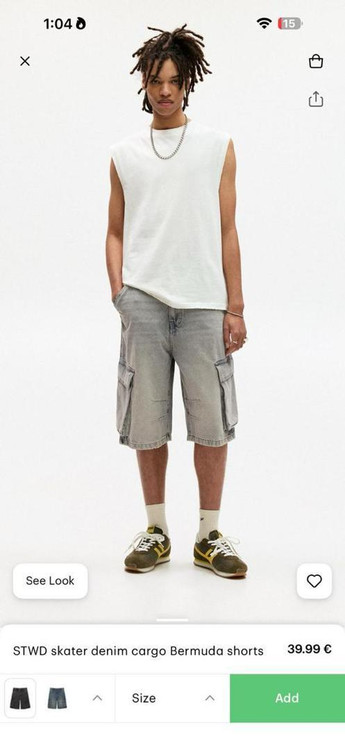 شلوارک جین بگ شیش جیب اورجینال pull&bear