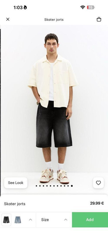 شلوارک جین بگ Pull & Bear مدل اسکیتر